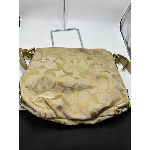 Coach E1159 Beige Signature Canvas & Gold Leather Crossbody Bag Pink Lining - Picture 11 of 13